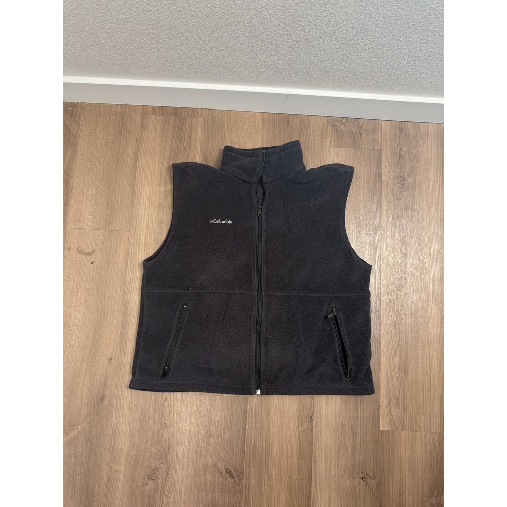 Columbia Vest Mens Large Gray Fleece Full Zip Pockets Outdoor Sleeveless